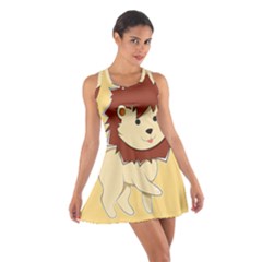 Happy Cartoon Baby Lion Cotton Racerback Dress by Catifornia