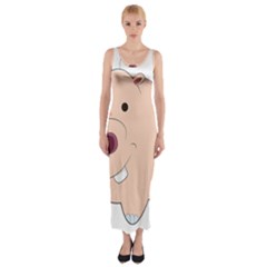 Happy Cartoon Baby Hippo Fitted Maxi Dress by Catifornia