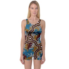 Aboriginal Art – Wetland Dreaming One Piece Boyleg Swimsuit by hogartharts
