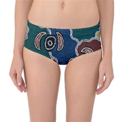 Aboriginal Art - Riverside Dreaming Mid-waist Bikini Bottoms by hogartharts