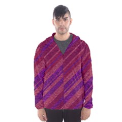 Maroon Striped Texture Hooded Wind Breaker (men) by Mariart