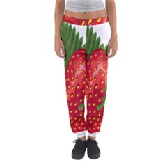 Strawberry Red Seed Leaf Green Women s Jogger Sweatpants by Mariart