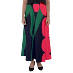 Illustrators Portraits Plants Green Red Polka Dots Flared Maxi Skirt by Mariart