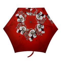 Funny Santa Claus  On Red Background Mini Folding Umbrellas by FantasyWorld7