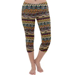 Aztec Pattern Capri Yoga Leggings by BangZart