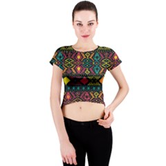Bohemian Patterns Tribal Crew Neck Crop Top by BangZart