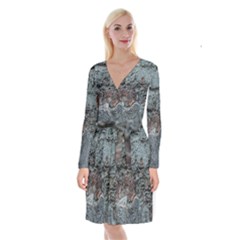 Concrete Wall                            Long Sleeve Velvet Front Wrap Dress by LalyLauraFLM