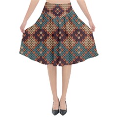 Knitted Pattern Flared Midi Skirt by BangZart