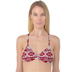Crimson Knitting Pattern Background Vector Reversible Tri Bikini Top by BangZart