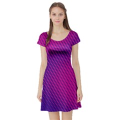 Purple Pink Dots Short Sleeve Skater Dress by BangZart