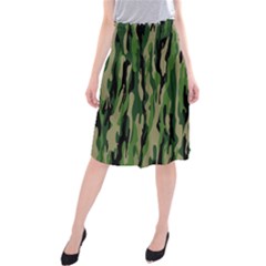 Green Military Vector Pattern Texture Midi Beach Skirt by BangZart