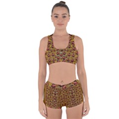 Angels In Gold And Flowers Of Paradise Rocks Racerback Boyleg Bikini Set by pepitasart