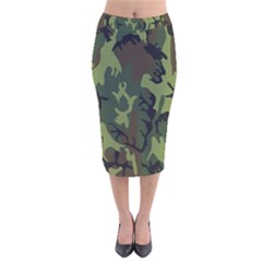 Military Camouflage Pattern Velvet Midi Pencil Skirt by BangZart