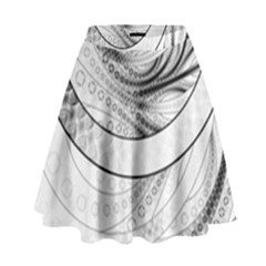 Enso, A Perfect Black And White Zen Fractal Circle High Waist Skirt by jayaprime
