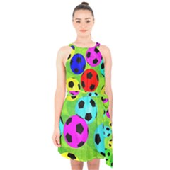 Balls Colors Halter Collar Waist Tie Chiffon Dress by BangZart