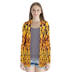 Yellow Chevron Zigzag Pattern Drape Collar Cardigan by BangZart
