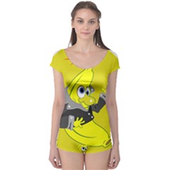 Funny Cartoon Punk Banana Illustration Boyleg Leotard  by BangZart