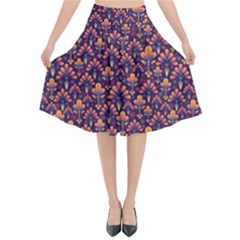 Abstract Background Floral Pattern Flared Midi Skirt by BangZart