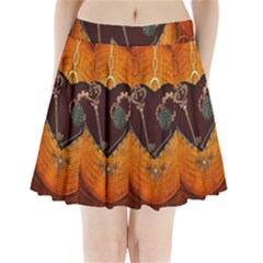 Steampunk, Heart With Gears, Dragonfly And Clocks Pleated Mini Skirt by FantasyWorld7