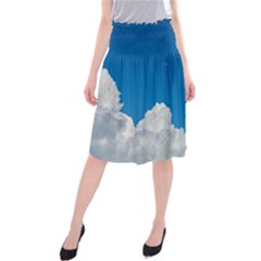 Sky Clouds Blue White Weather Air Midi Beach Skirt by BangZart