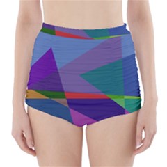 Abstract #415 Tipping Point High-waisted Bikini Bottoms by RockettGraphics