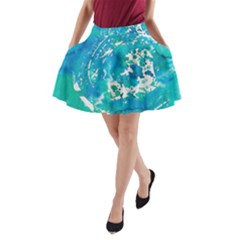Blue Watercolors Circle                          A-line Pocket Skirt by LalyLauraFLM