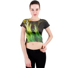 A Seaweed s Deepdream Of Faded Fractal Fall Colors Crew Neck Crop Top by jayaprime