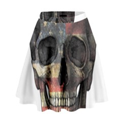 American Flag Skull High Waist Skirt by Valentinaart