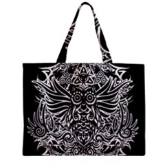 Tattoo Tribal Owl Zipper Mini Tote Bag by Valentinaart