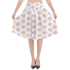 Geometric Losangle Pattern Rosy Flared Midi Skirt by paulaoliveiradesign
