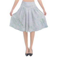 Greenish Marble Texture Pattern Flared Midi Skirt by paulaoliveiradesign