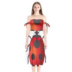 Ladybug Insects Shoulder Tie Bardot Midi Dress by BangZart