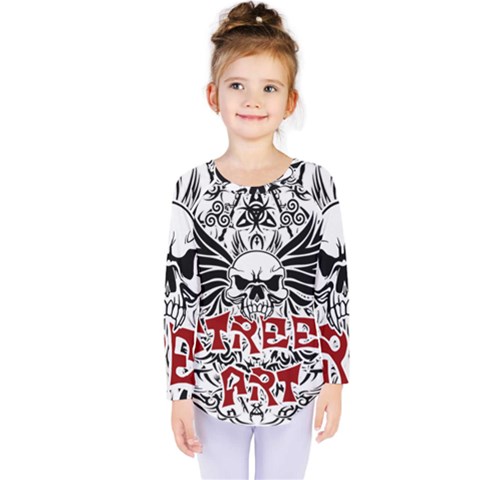 Tattoo Tribal Street Art Kids  Long Sleeve Tee by Valentinaart