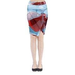 Heart In Ice Cube Midi Wrap Pencil Skirt by BangZart