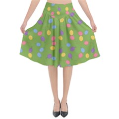 Balloon Grass Party Green Purple Flared Midi Skirt by BangZart