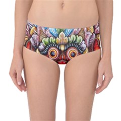 Wood Sculpture Bali Logo Mid-waist Bikini Bottoms by BangZart