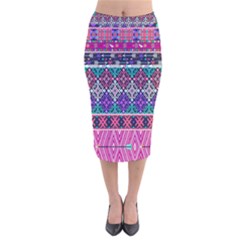 Tribal Seamless Aztec Pattern Velvet Midi Pencil Skirt by BangZart