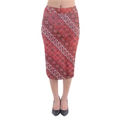 Red Batik Background Vector Midi Pencil Skirt by BangZart