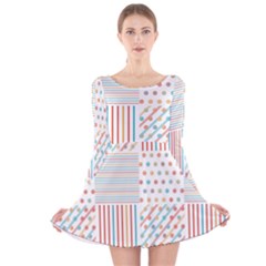 Simple Saturated Pattern Long Sleeve Velvet Skater Dress by linceazul