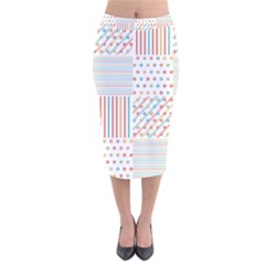 Simple Saturated Pattern Velvet Midi Pencil Skirt by linceazul