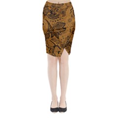 Art Traditional Batik Flower Pattern Midi Wrap Pencil Skirt by BangZart