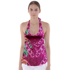 Pink Batik Cloth Fabric Babydoll Tankini Top by BangZart