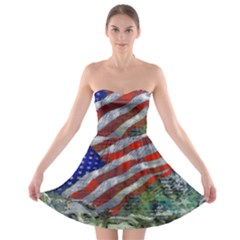 Usa United States Of America Images Independence Day Strapless Bra Top Dress by BangZart