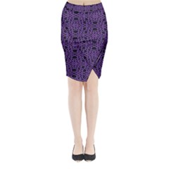 Triangle Knot Purple And Black Fabric Midi Wrap Pencil Skirt by BangZart