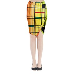 Line Rainbow Grid Abstract Midi Wrap Pencil Skirt by BangZart