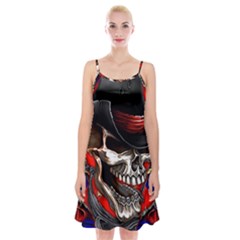 Confederate Flag Usa America United States Csa Civil War Rebel Dixie Military Poster Skull Spaghetti Strap Velvet Dress by BangZart