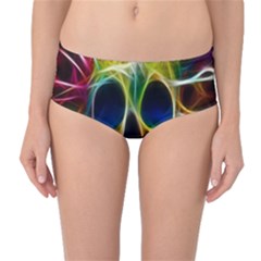 Skulls Multicolor Fractalius Colors Colorful Mid-waist Bikini Bottoms by BangZart
