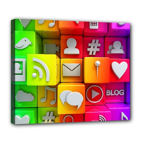 Colorful 3d Social Media Deluxe Canvas 24  X 20   by BangZart