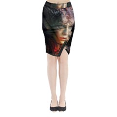 Digital Fantasy Girl Art Midi Wrap Pencil Skirt by BangZart