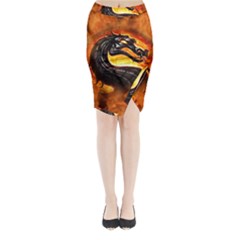 Dragon And Fire Midi Wrap Pencil Skirt by BangZart